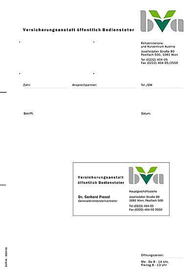 BVA Visitenkarten und Briefköpfe BVA Visitenkarten und Briefköpfe